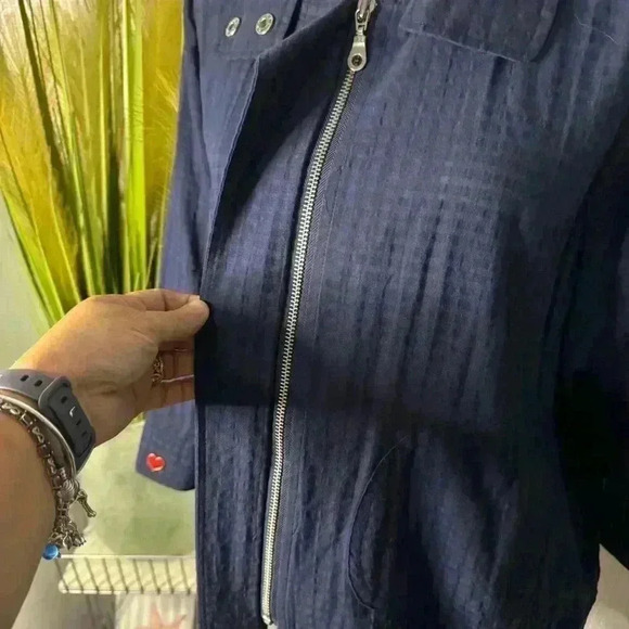 Chico's Additions Women’s 2 US L Spectra Sapphire Smoked Blue Zipped Jacket - Picture 3 of 13